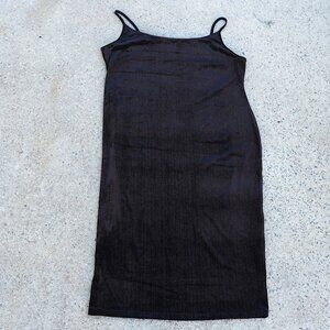 Shein 4XL Plus Black Velvet-Feel Glitter Cami Slip Dress Bodycon Midi